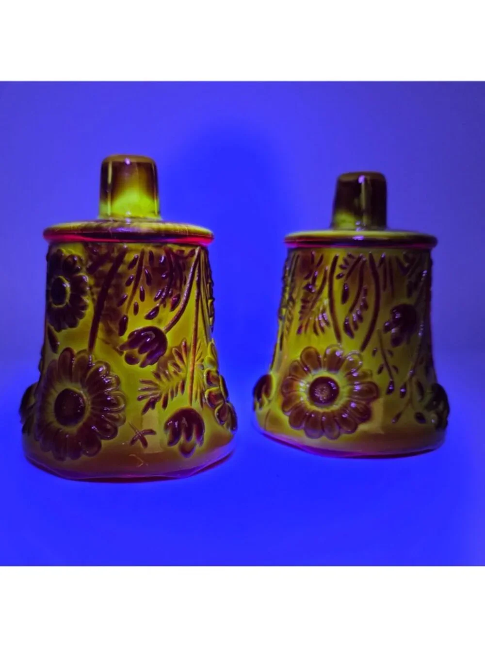 Homco Red Glass Votive Peg Candle Holders Set if 2 Vintage 3.75